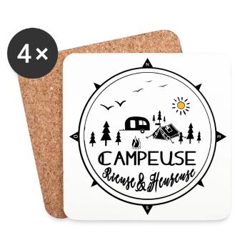 campeuse rieuse heureuse - Dessous de verre (lot de 4) - blanc - Devant