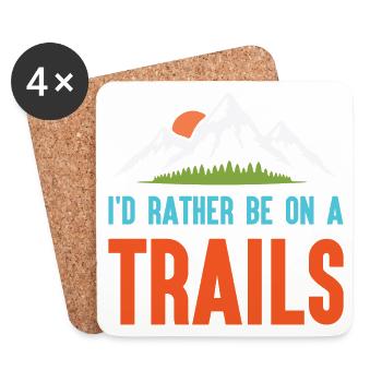Berge - Ich bin lieber auf einem Trail - Untersetzer (4er-Set) - Weiß - Vorne