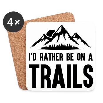 Berge - Ich bin lieber auf einem Trail - Untersetzer (4er-Set) - Weiß - Vorne