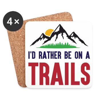Berge - Ich bin lieber auf einem Trail - Untersetzer (4er-Set) - Weiß - Vorne