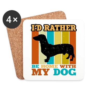 Dachsund Dog Lover Silhouette Vintage Sunset - Dessous de verre (lot de 4) - blanc - Devant