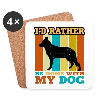 Osteuropäischer Schäferhund Silhouette Retro Sunset - Untersetzer (4er-Set) - Weiß - Vorne