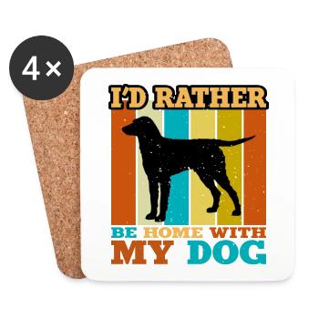 Curly Coated Retriever Hund Silhouette Retro Sunset - Untersetzer (4er-Set) - Weiß - Vorne