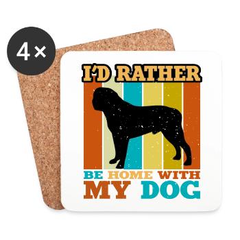 Englischer Mastiff Hund Liebe Silhouette Vintage Sonnenuntergang - Untersetzer (4er-Set) - Weiß - Vorne