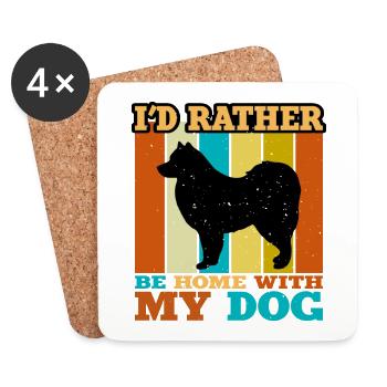 Finlandais Lapphund Dog Lover Silhouette Retro Sunset - Dessous de verre (lot de 4) - blanc - Devant