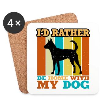 Formosan Mountain Dog Love Silhouette Retro Sunset - Coasters (set of 4) - white - Front