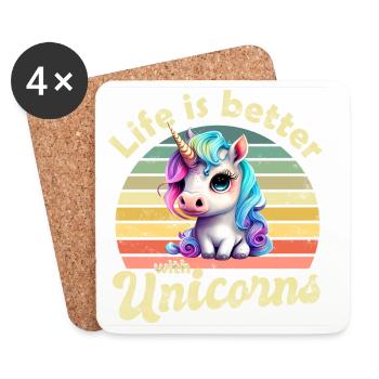 Einhorn Einhörner - Untersetzer (4er-Set) - Weiß - Vorne
