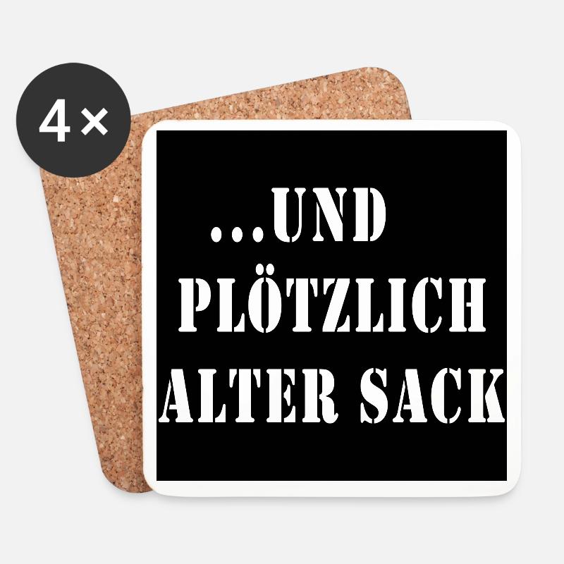 und plötzlich alter sack STANCIL - Untersetzer (4er-Set) - Weiß
