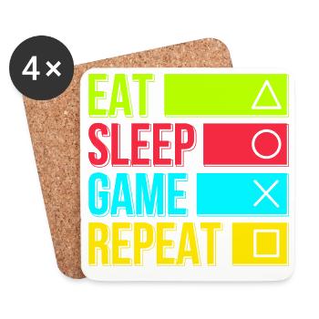 Eat Sleep Game Repeat - Coasters (set of 4) - white - Front