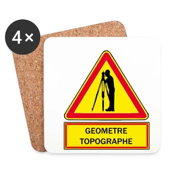 Géomètre topographe - Dessous de verre (lot de 4) - blanc - Devant