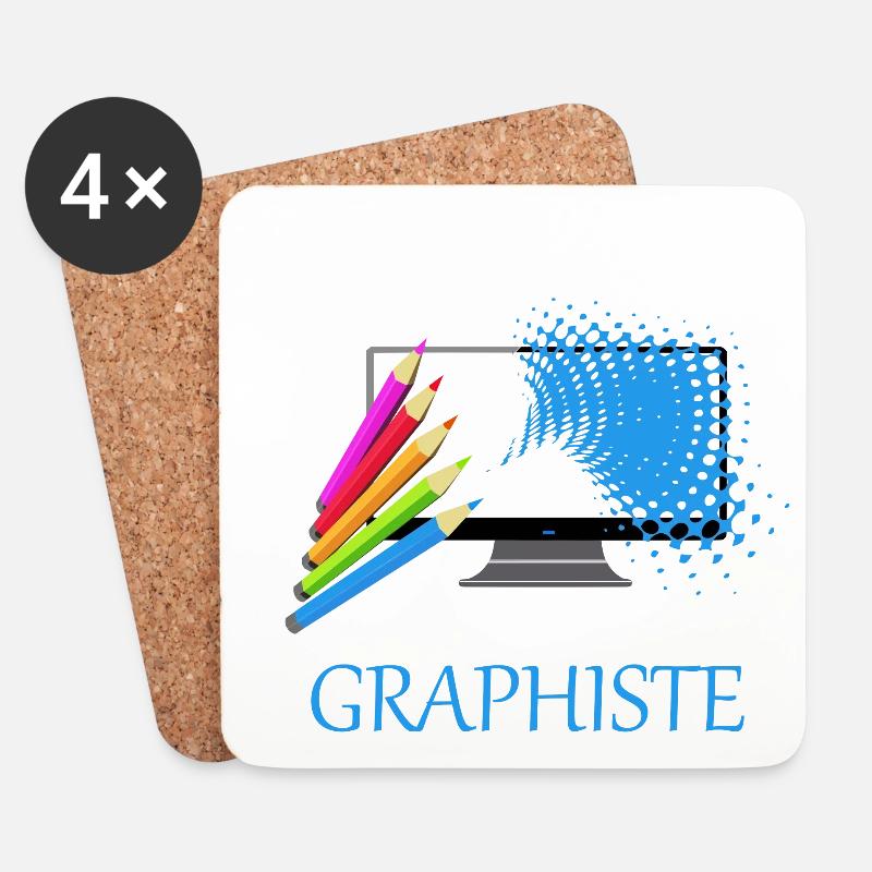Graphiste - Dessous de verre (lot de 4) - blanc