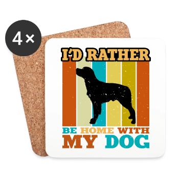 French Brittany Dog Love Silhouette Vintage Sunset - Coasters (set of 4) - white - Front
