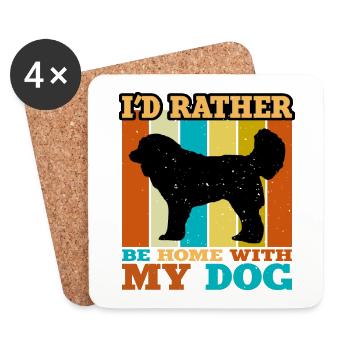 Georgian Shepherd Dog Love Silhouette Retro Sunset - Coasters (set of 4) - white - Front