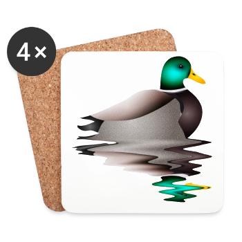 handgezeichnete männliche Ente im Wasser - Untersetzer (4er-Set) - Weiß - Vorne