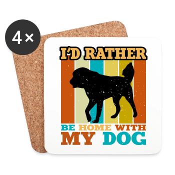 Himalayan Sheepdog Dog Silhouette Retro Sunset - Coasters (set of 4) - white - Front