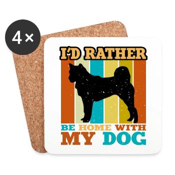 Hokkaido Ken Dog Lover Silhouette Vintage Sunset - Coasters (set of 4) - white - Front