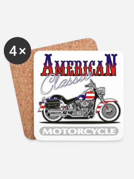 Klassisches amerikanisches Motorrad - Untersetzer (4er-Set) - Weiß