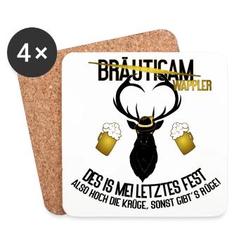 Bräutigam JGA Hirsch Dialekt Saufen Humor - Untersetzer (4er-Set) - Weiß - Vorne