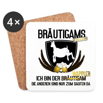 Bräutigam JGA Männer Saufen Humor, bräutigams - Untersetzer (4er-Set) - Weiß - Vorne