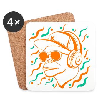 Coole Affe mit Kopfhörern - Untersetzer (4er-Set) - Weiß - Vorne