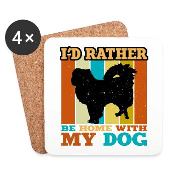 Japanese Chin Dog Lover Silhouette Vintage Sunset - Dessous de verre (lot de 4) - blanc - Devant