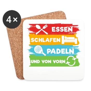 Spieler Statement Padel-Tennis Schläger Turnier - Untersetzer (4er-Set) - Weiß - Vorne