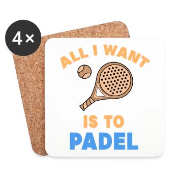 Padel Statement Padel Game Players Rackets Balls - Coasters (set of 4) - white - Front