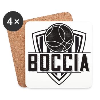 Bocciaspieler Bekleidung mit Boccia Kugeln Boccia - Untersetzer (4er-Set) - Weiß - Vorne