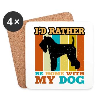 Kerry Blue Terrier Dog Silhouette Retro Sunset - Coasters (set of 4) - white - Front