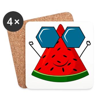 Sommer, Wassermelone, Sonne - Untersetzer (4er-Set) - Weiß - Vorne
