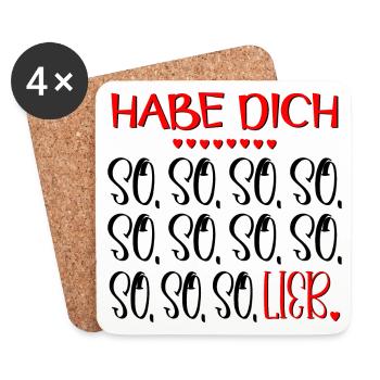 Habe Dich so lieb - BEZIEHUNG LIEBE - Untersetzer (4er-Set) - Weiß - Vorne