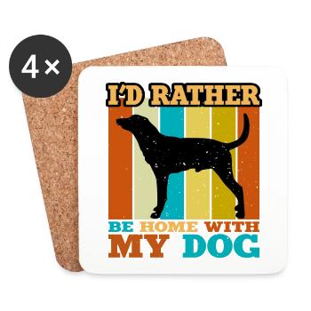 Leopard Hound Dog Lover Silhouette Vintage Sunset - Coasters (set of 4) - white - Front
