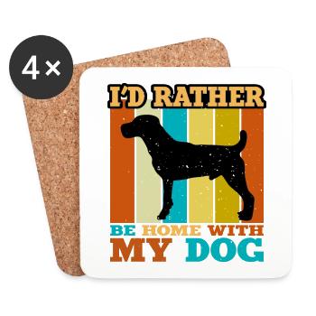Parson Russell Terrier Dog Silhouette Retro Sunset - Dessous de verre (lot de 4) - blanc - Devant