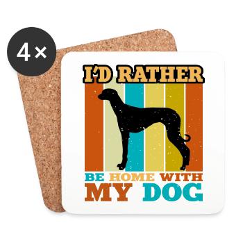 Vieux Lévrier Croate Chien Silhouette Rétro Soleil - Dessous de verre (lot de 4) - blanc - Devant