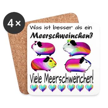 Pinke Meerschweinchen bunt - Untersetzer (4er-Set) - Weiß - Vorne