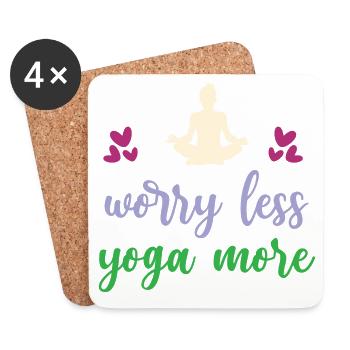 Inquiétez-vous moins Yoga Plus - Dessous de verre (lot de 4) - blanc - Devant