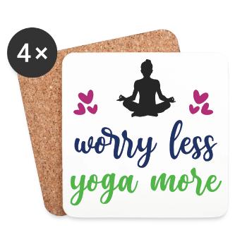Inquiétez-vous moins Yoga Plus - Dessous de verre (lot de 4) - blanc - Devant