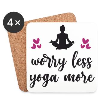 Inquiétez-vous moins Yoga Plus - Dessous de verre (lot de 4) - blanc - Devant
