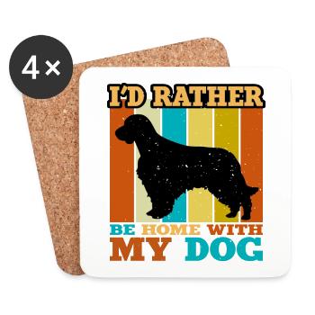 Welsh Springer Spaniel Dog Silhouette Retro Sunset - Coasters (set of 4) - white - Front