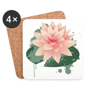 Graffiti de nénuphars avec nénuphar vert - Dessous de verre (lot de 4) - blanc - Devant