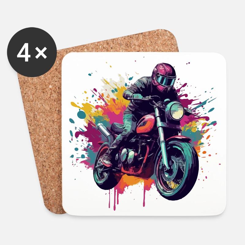 Motorrad mit Farbfleck. - Untersetzer (4er-Set) - Weiß