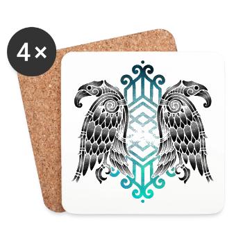 Hugin und Munin Nordic Viking Raven - Untersetzer (4er-Set) - Weiß - Vorne