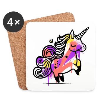 Skurriles Einhorn mit Splash Art - Untersetzer (4er-Set) - Weiß - Vorne