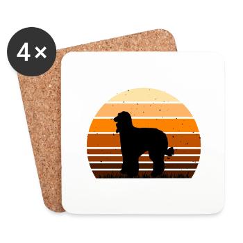 Afghan Hound Dog Lover Silhouette Vintage Sunset - Dessous de verre (lot de 4) - blanc - Devant