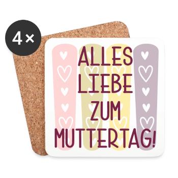 Alles Liebe zum Muttertag - MAMA Sprüche - MAMI - Untersetzer (4er-Set) - Weiß - Vorne