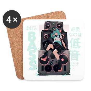 Anime Tower Speaker PA “All We Need is Bass” - Untersetzer (4er-Set) - Weiß - Vorne