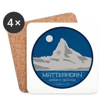 Matterhorn Zermatt graphic with altitude - Coasters (set of 4) - white - Front