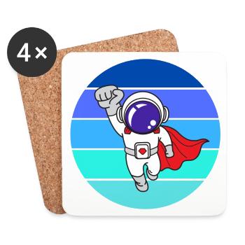 space, galaxie, astronaute - Dessous de verre (lot de 4) - blanc - Devant