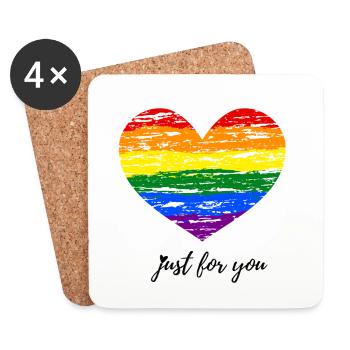 Cœur arc-en-ciel dans le style Vintage Pride Description courte - Dessous de verre (lot de 4) - blanc - Devant