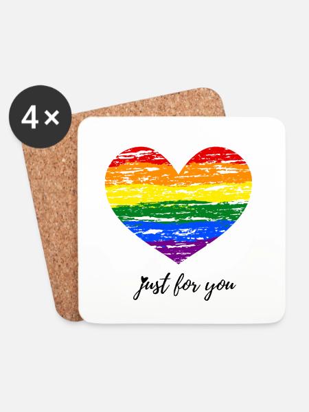 Regenbogen Herz im Vintage Pride Style Kurzbeschr - Untersetzer (4er-Set) - Weiß